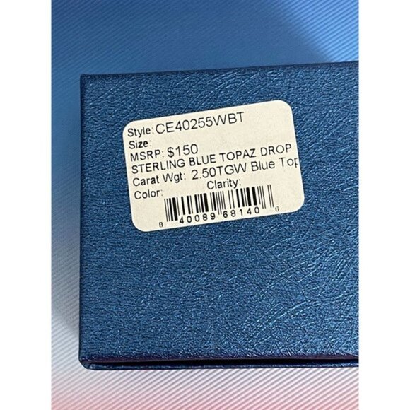 Savvy Cie Jewels Sterling Silver Blue Topaz Cut Bezel Stone Drop Earrings - Picture 4 of 5